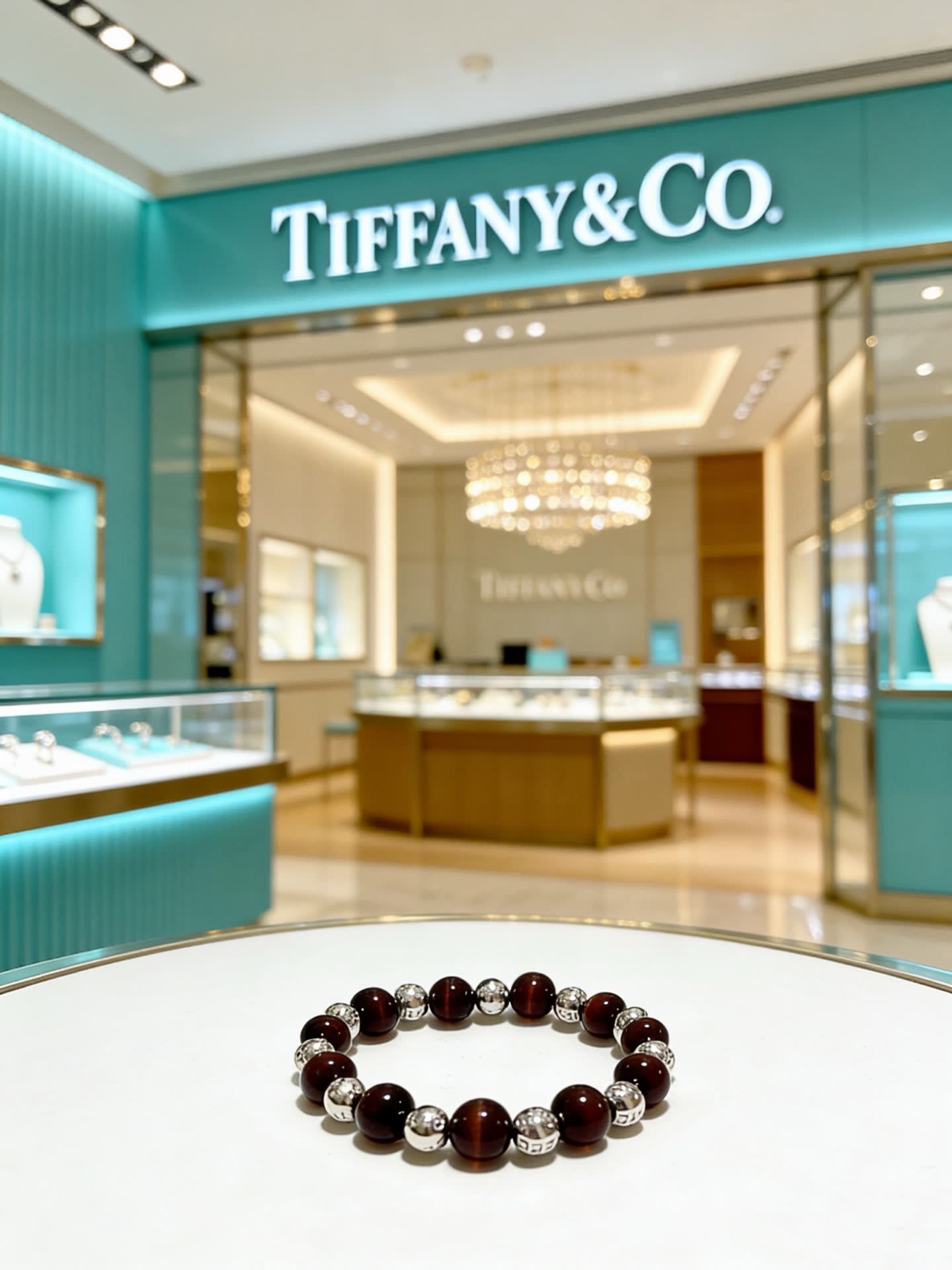 Tiffany & Co Elegant Garnet and Silver Beaded Bracelet